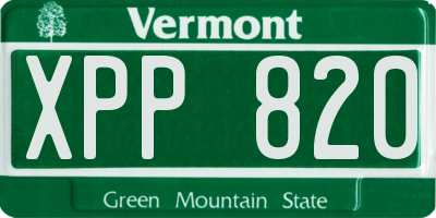 VT license plate XPP820