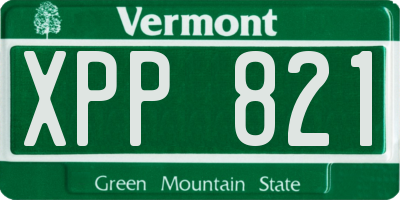 VT license plate XPP821