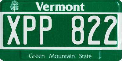 VT license plate XPP822
