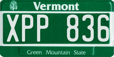 VT license plate XPP836
