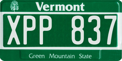 VT license plate XPP837
