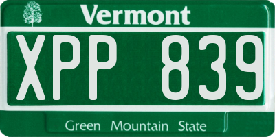 VT license plate XPP839