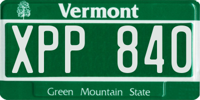 VT license plate XPP840