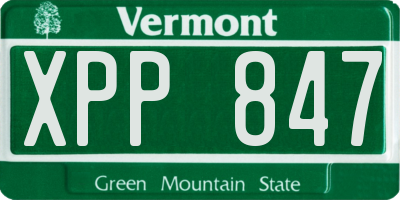VT license plate XPP847