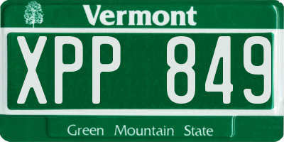 VT license plate XPP849