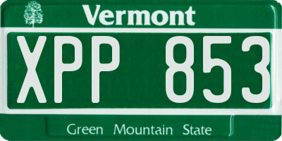 VT license plate XPP853