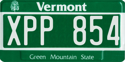 VT license plate XPP854