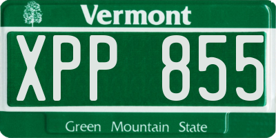 VT license plate XPP855
