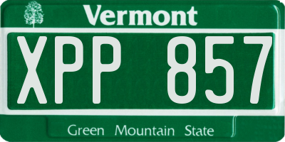VT license plate XPP857