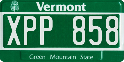 VT license plate XPP858