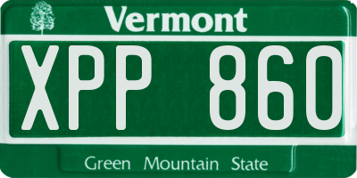 VT license plate XPP860
