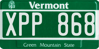 VT license plate XPP868