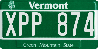 VT license plate XPP874