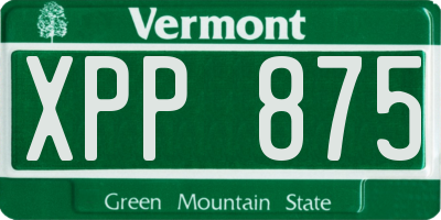 VT license plate XPP875