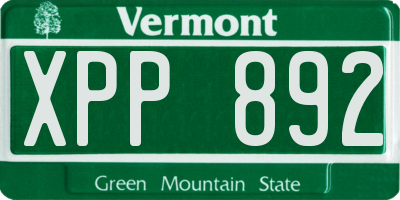 VT license plate XPP892