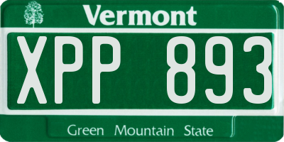 VT license plate XPP893