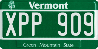 VT license plate XPP909