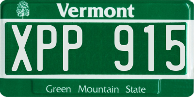 VT license plate XPP915