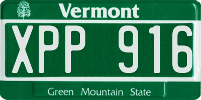 VT license plate XPP916