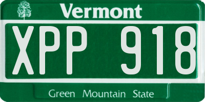 VT license plate XPP918