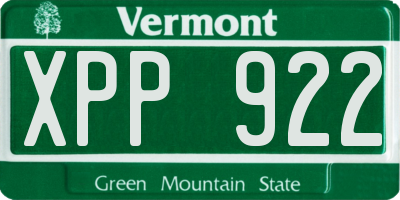 VT license plate XPP922