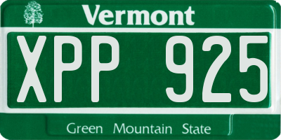 VT license plate XPP925