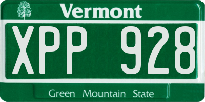 VT license plate XPP928