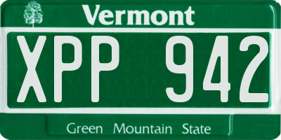 VT license plate XPP942