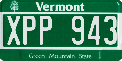 VT license plate XPP943