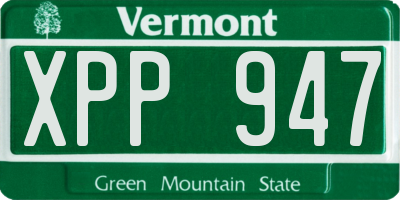 VT license plate XPP947