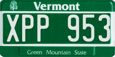 VT license plate XPP953