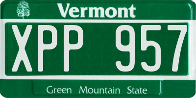 VT license plate XPP957
