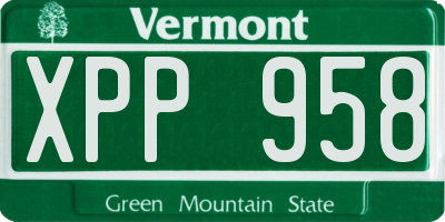 VT license plate XPP958
