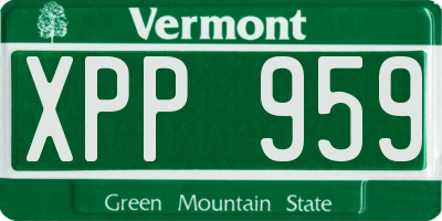VT license plate XPP959