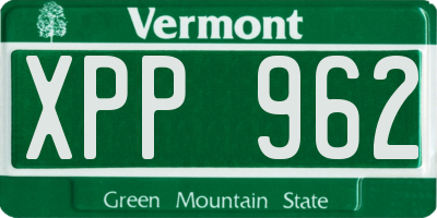 VT license plate XPP962