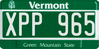 VT license plate XPP965