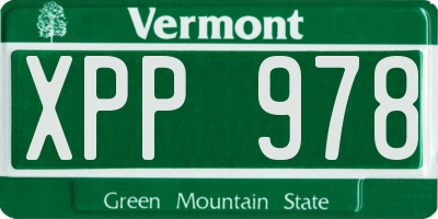 VT license plate XPP978