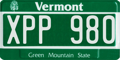VT license plate XPP980
