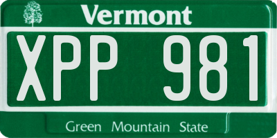 VT license plate XPP981
