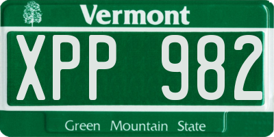 VT license plate XPP982