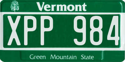 VT license plate XPP984