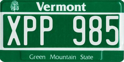 VT license plate XPP985