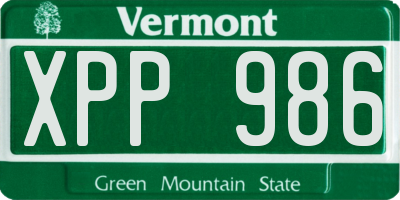 VT license plate XPP986
