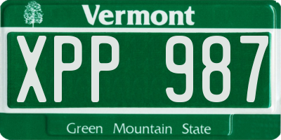 VT license plate XPP987