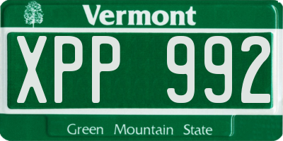 VT license plate XPP992