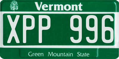 VT license plate XPP996