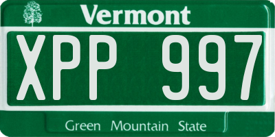VT license plate XPP997
