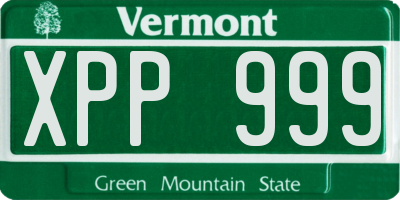 VT license plate XPP999