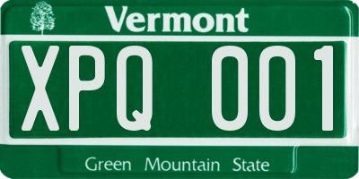 VT license plate XPQ001