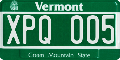 VT license plate XPQ005